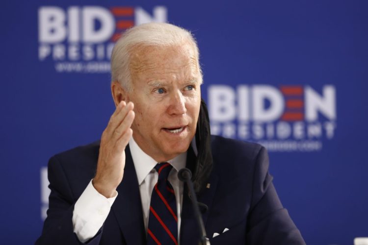 Democratic presidential candidate Joe Biden speaks Thursday during a roundtable on economic reopening with community members in Philadelphia. Biden’s search for a running mate is entering a second round of vetting, with several black women in strong contention.