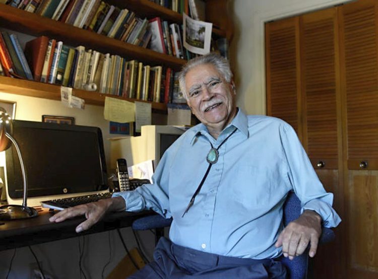 Author Rudolfo Anaya at his home writing studio in New Mexico in 2016. "Bless Me, Ultima," was made into a film in 2013, and an opera is planned.