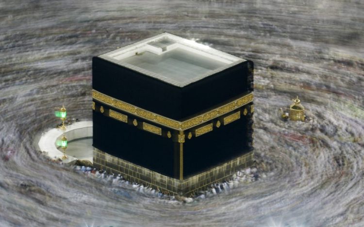 Taken with slow shutter speed, Muslim pilgrims circumambulate the Kaaba, the cubic building at the Grand Mosque, during the hajj pilgrimage in the Muslim holy city of Mecca, Saudi Arabia, on Aug. 13, 2019. Saudi Arabia says this year’s hajj will not be canceled, but that due to the coronavirus only “very limited numbers” of people will be allowed to perform the major Muslim pilgrimage.