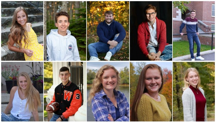 Winslow High School has announced its top 10 seniors for the class of 2020. Top from left are Katie Doughty, Brennan Dunton, Cameron Goodwin, Aaron Harmon and Jacob Huesers. Bottom from left are Justice Picard, Colby Pomeroy, Carrie Selwood, Grace Smith and Katherine Stevens.