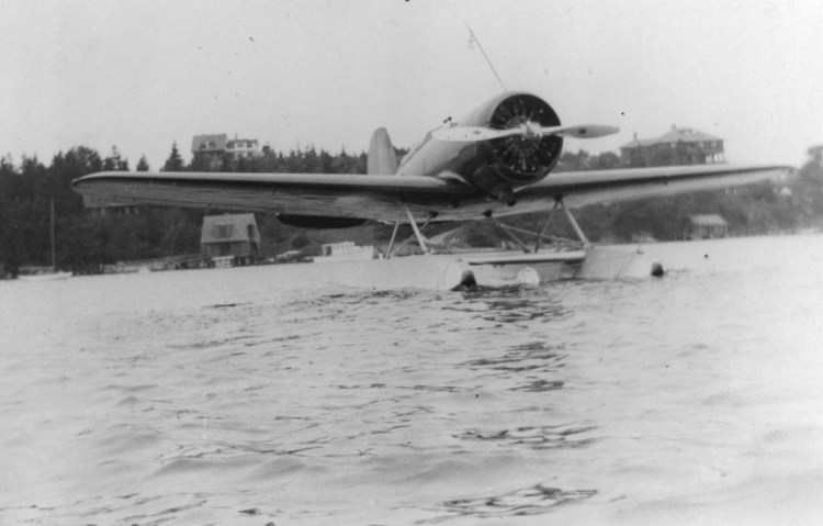 Charles Lindbergh's Lockheed Model 8 Sirius moored at North Haven  ca. July 1933.


