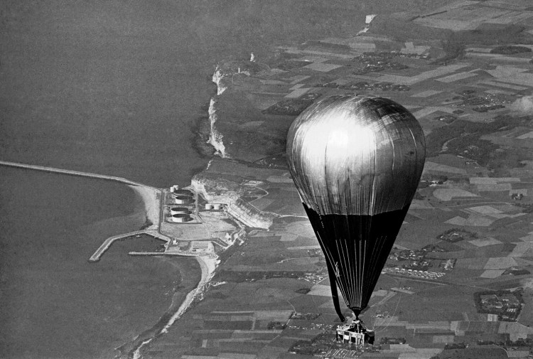 The balloon Double Eagle II crosses the French Coast near Le Havre, Aug. 17, 1978 near the end of its trans-Atlantic flight. Maxie Anderson, Ben Abruzzo and Larry Newman, all from Albuquerque, N.M. left from Presque Isle to complete the first successful crossing of the Atlantic Ocean by balloon. 