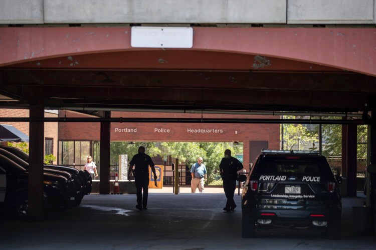 A view of the Portland police headquarters on Middle Street through the parking garage on July 6, the day after multiple shots were fired into the garage, next to the station on Middle Street. One person was in the garage when the shots were fired, but no one was injured.
