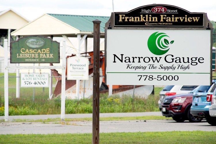 The Narrow Gauge Distributors "Keeping the Supply High" building is next to the Farmington Fairgrounds.
