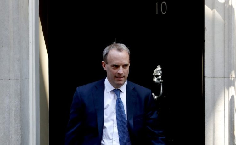 Britain's Foreign Secretary Dominic Raab announced Monday that he has suspend the extradition treaty and extend an arms embargo to Hong Kong that has applied to mainland China since 1989. 