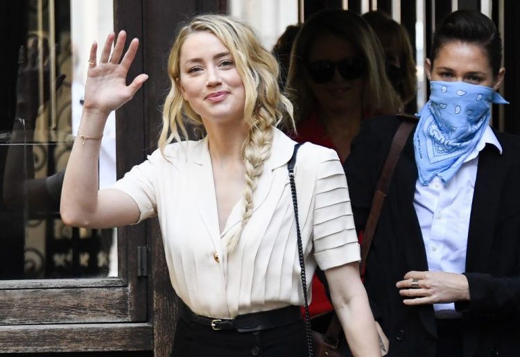 Amber Heard arrives at the High Court in London on Monday.  Heard began her testimony as part of Johnny Depp’s libel case against The Sun over allegations of domestic violence during the couple's relationship. 