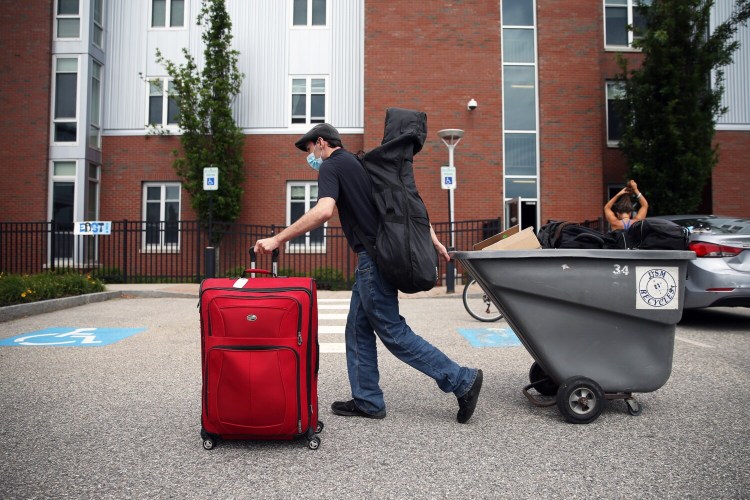 USM junior Kalob  Richardson of Athens moves back to the University of Southern Maine campus on Aug. 25, 2020. 
