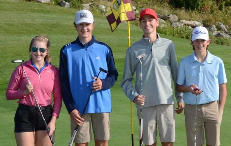 Big Brothers and Big Sisters  from left, Brooke Martin, Mason Violette, James Smith and Jude Lilly participate in last year’s Golf Fore Kids’ Sake tournament. Registration is open for two 2020 Golf Fore Kids’ Sake tournament fundraisers. The first is held Sept. 4 at Belgrade Lakes Golf Course and a second Sept. 25 at Samoset Resort Golf Club in Rockport. All proceeds will support Big Brothers Big Sisters of Mid-Maine local youth mentoring specifically during the COVID-19 Pandemic to help keep kids connected. For more information, visit bbbsmidmaine.org or call 207-236-2227.
