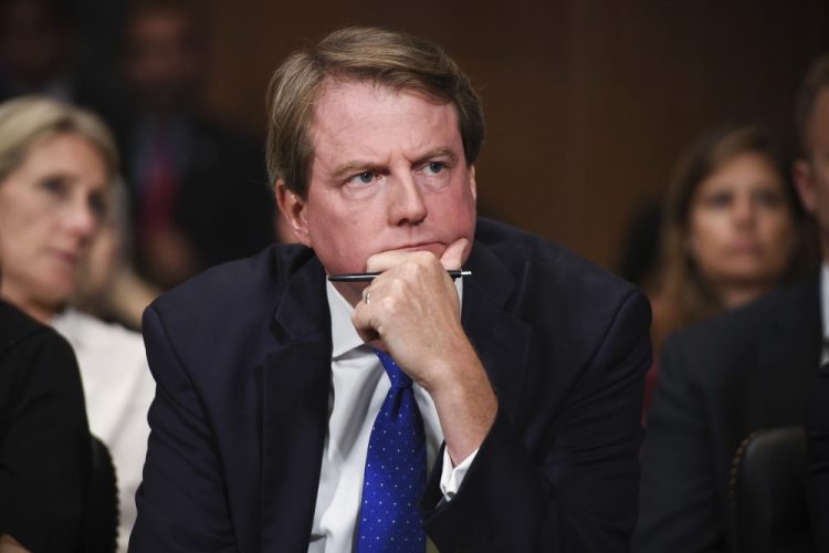 A federal appeals court panel on Monday again threw out a lawsuit by House Democrats to compel former White House counsel Don McGahn, shown in 2018, to appear before a congressional committee.