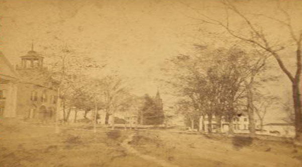 Courthouse and Congressional church in Wiscasset, photo taken probably in the 1860s.



