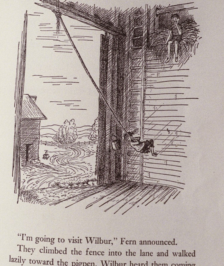 A page from E.B. White's Charlotte's Web photographed in 2001