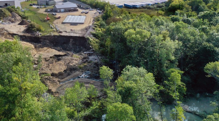 WESTBROOK, ME - SEPTEMBER 16: A landslide occurred at 161 Warren Avenue in Westbrook on Wednesday morning. (Photo by Roger McCord for the Portland Press Herald)