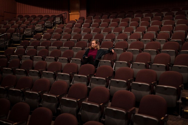 PORTLAND, ME - SEPTEMBER 15: Anita Stewart, executive and artistic director of Portland Stage, poses for a portrait in the theater on Tuesday, September 15, 2020. Portland Stage  is reopening at the end of October with a two-person play and only 50 people allow in the audience. (Staff photo by Brianna Soukup/Staff Photographer)