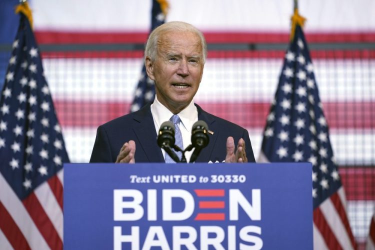 Democratic presidential candidate former Vice President Joe Biden speaks at campaign event in Pittsburgh, Pa., on Monday. A new ad spot will feature an excerpt from his speech.
