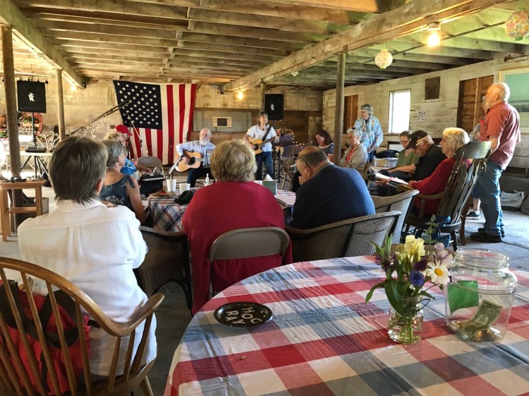 Inn Along the Way's singing circle in the barn during spring 2019 in Damariscotta.