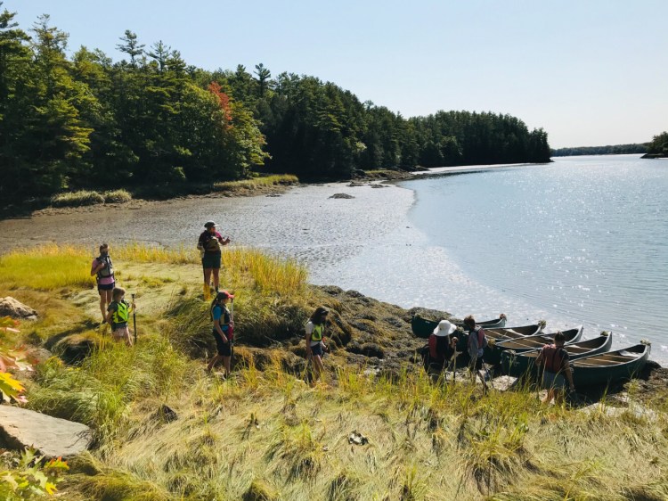 A group of students prepares for an afternoon science class. This day was a hands-on exploration of the Montsweag Brook estuary.