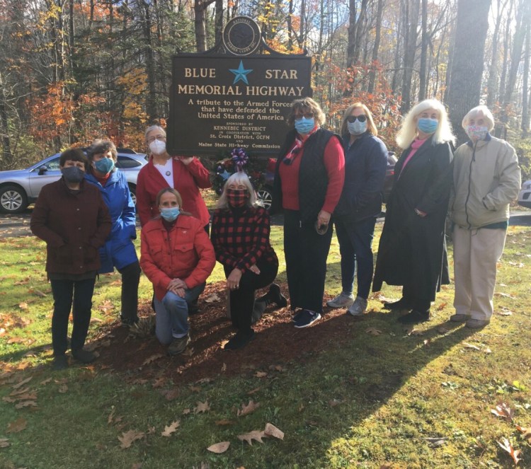 Kennebec Valley Garden Club members at the National Garden Club Inc.'s marker on Oct. 27 at the Maine Veterans' Memorial Cemetery off Civic Center Drive in Augusta. Kneeling from left are Julie Meagher and Debbie Sherman. Standing from left are Jane Berthieume, Sue Bourne, Snooky Lavalle, Karen Foster, Jan Karczewski, Coral Garrison and Lorraine Philbrick. 