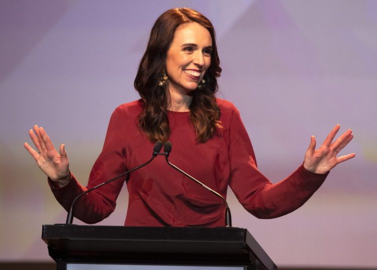 New Zealand Prime Minister Jacinda Ardern gives her victory speech to Labour Party members at an event in Auckland on Saturday.

