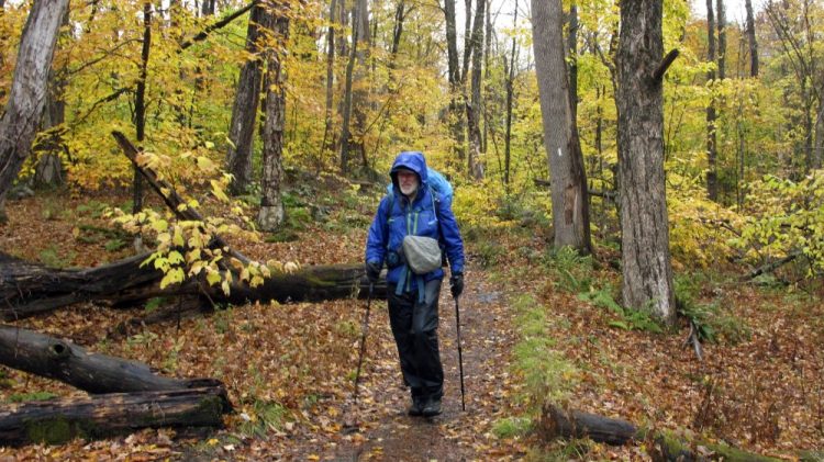 Artist Rob Mullen walks Long Trail, the country's oldest long-distance trail, in Manchester, Vt., on Tuesday. 

