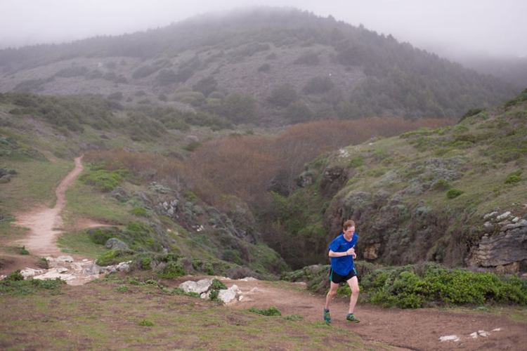 Scott Douglas running in Marin County in California.