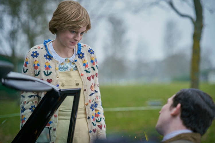 Emma Corrin as Diana Spencer, left and Josh O'Connor as Prince Charles in "The Crown."