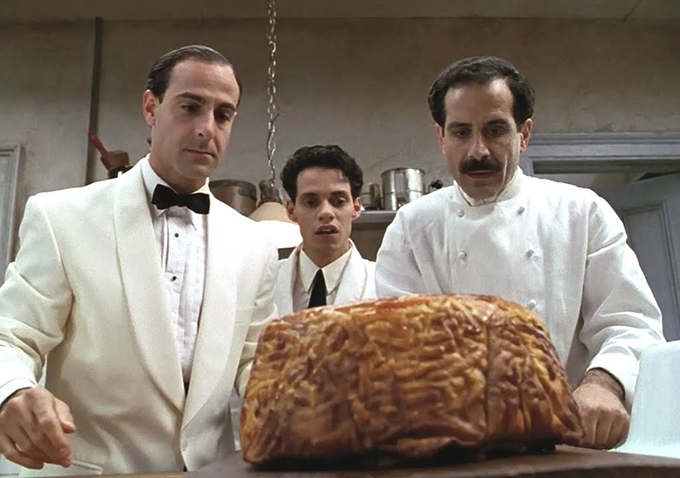 Liev Schreiber, left, Marc Anthony and Tony Shalhoub in a scene from "B ig Night".