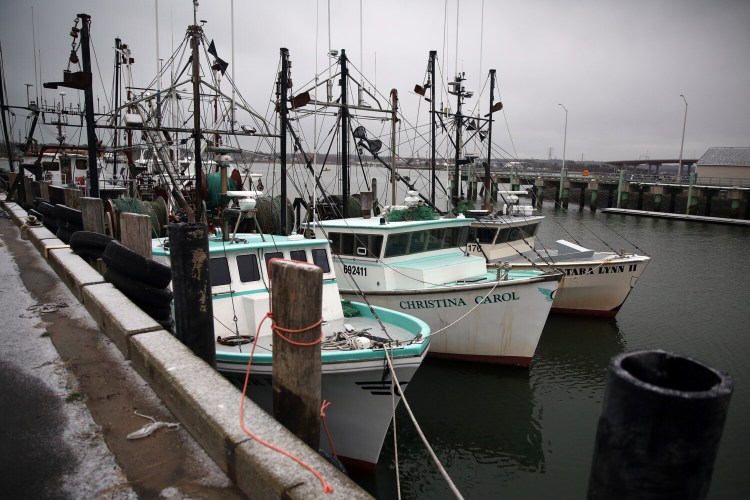 Fishing boats tie up at Portland's Fish Pier. in November. A federal report said the seafood industry at large has been hit hard by restaurant closures, social distancing protocols and the need for safety measures.