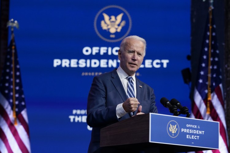 President-elect Joe Biden speaks at The Queen theater Tuesday, in Wilmington, Del.