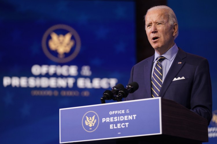 President-elect Joe Biden speaks at The Queen theater Monday in Wilmington, Del. 


