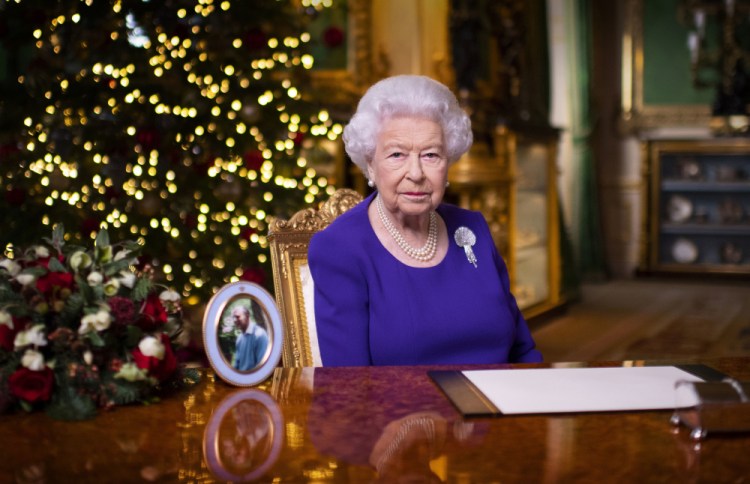 Britain's Queen Elizabeth II records her annual Christmas broadcast in Windsor Castle, Windsor, England.