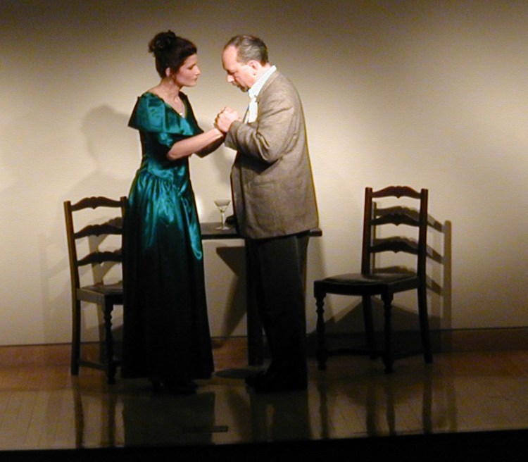 Rachel Linton and Lee Kerr in Gaslight Theater's 2001 production of “The Last Cigarette”.