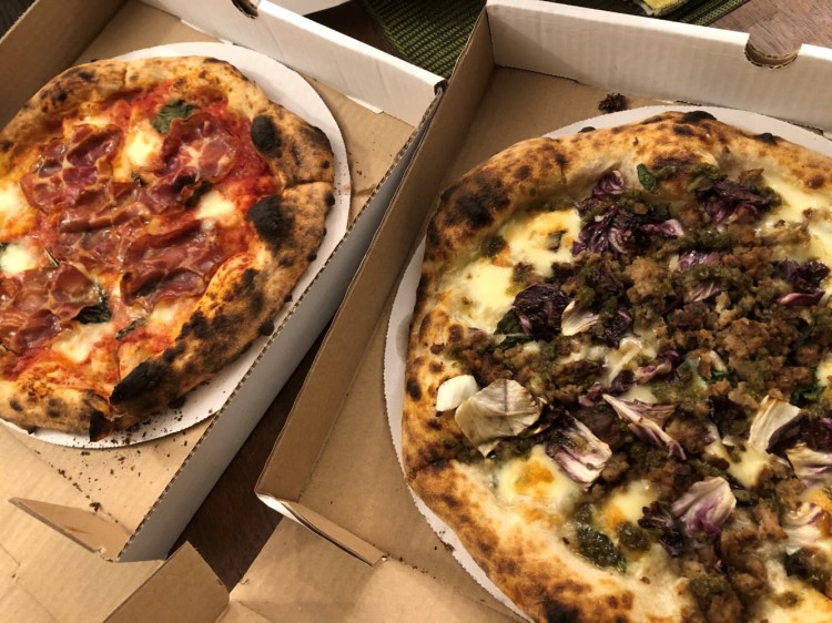 Left, the pizza Margherita. Right, oh that Maialino. 