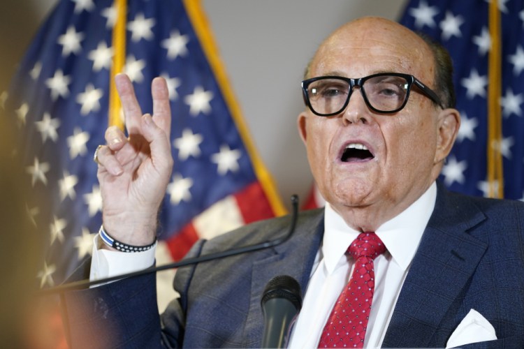 Rudy Giuliani is being sued for defamation by Dominion, the company that makes electronic voting systems that Giuliani falsely claimed were rigged against Donald Trump.