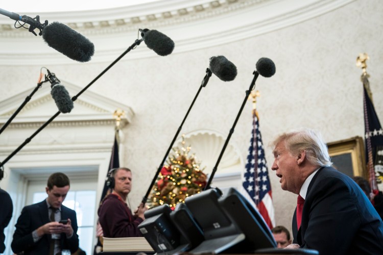 President Trump holds a news conference after signing the Tax Cuts and Jobs Act into law on Dec, 22, 2017. 