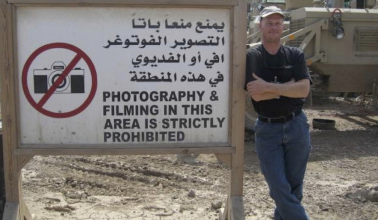 Mark Frerichs, a contractor from Illinois, poses in Iraq in this undated photo that he would include with his resume when job hunting. Frerichs was abducted in Afghanistan in January 2020.  (Twitter via AP)
