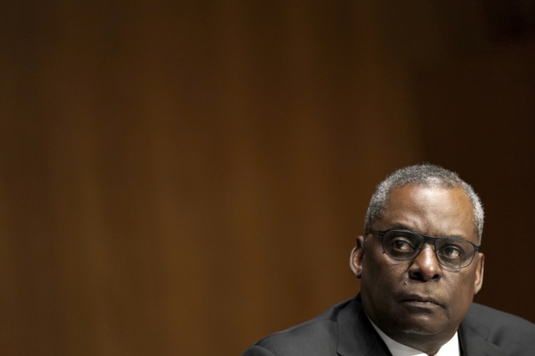 Secretary of Defense nominee Lloyd Austin, a recently retired Army general, listens during his conformation hearing before the Senate Armed Services Committee on Capitol Hill, Tuesday in Washington. 