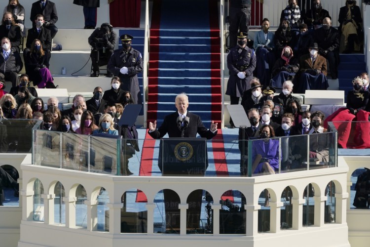 President Joe Biden speaks during the 59th Presidential Inauguration at the U.S. Capitol in Washington on Wednesday. 