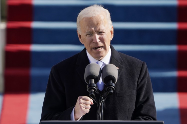 President Joe Biden speaks during the Presidential Inauguration at the U.S. Capitol in Washington on Wednesday.