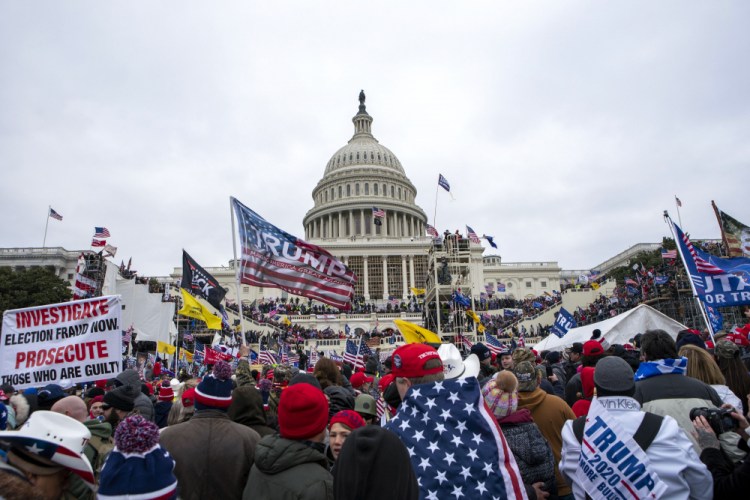 Supporters of President Trump rally at the U.S. Capitol on Wednesday in Washington.