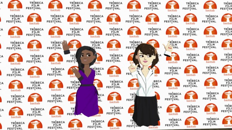 Avatars representing Jennifer Hudson, left, and Daisy Ridley at the VR premiere of their short film "Baba Yaga."  

