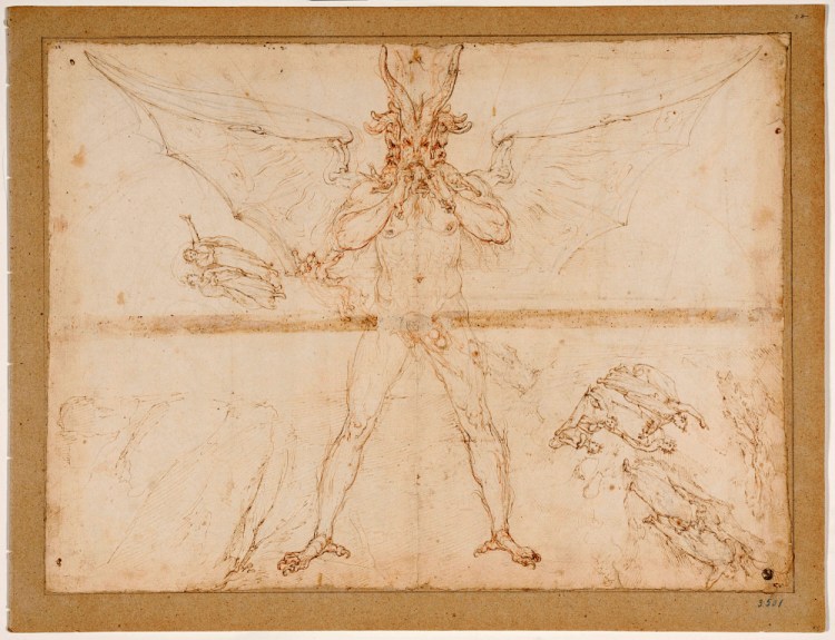 Lucifer, one of the original 88 drawings that went with Dante Alighieri’s Divine Comedy by artist Federico Zuccari. 