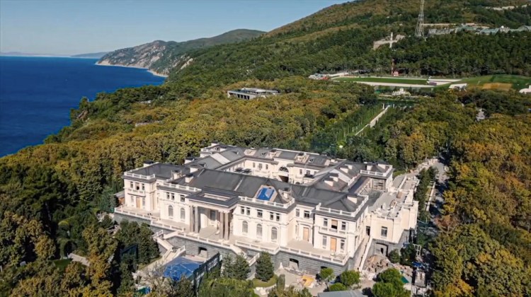 This image taken from video released by Navalny Life YouTube channel on Jan. 19 shows a drone view of an estate on Russia's Black Sea. The two-hour video refers to the estate as "Putin's palace," but Russian President Vladimir Putin on Monday denied that he or his family members own the property.