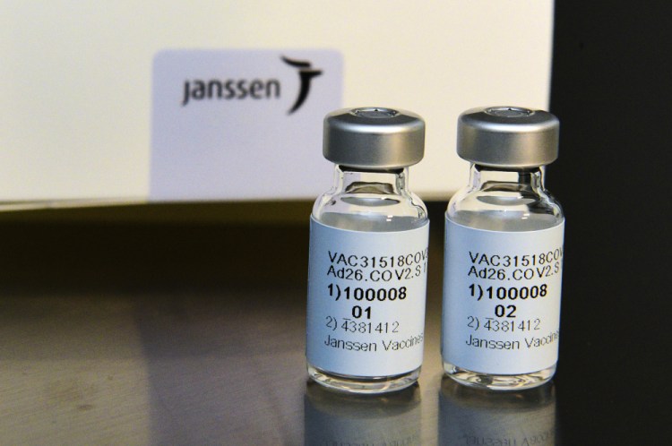 This Sept. 2020 photo provided by Johnson & Johnson shows the investigational Janssen COVID-19 vaccine. Johnson & Johnson's long-awaited COVID-19 vaccine appears to protect against symptomatic illness with just one shot – not as strong as some two-shot rivals but still potentially helpful for a world in dire need of more doses. Johnson & Johnson said Friday, Jan. 29, 2021 that in the U.S. and seven other countries, the first single-shot vaccine appears 66% effective overall at preventing moderate to severe COVID-19. It was more protective against severe symptoms, 85%.