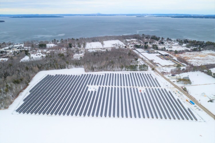 A community solar project near Route 1 in Belfast, Maine. 