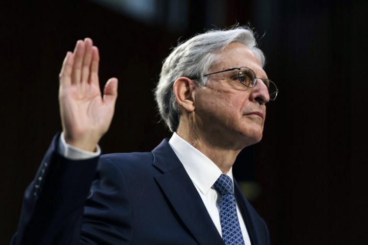 Judge Merrick Garland, nominee to be Attorney General, testifies at his confirmation hearing before the Senate Judiciary Committee, Monday, Feb. 22 on Capitol Hill in Washington. 