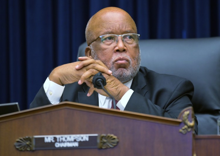  Committee Chairman Rep. Bennie Thompson, D-Miss., speaks during a House Committee on Homeland Security hearing on 'worldwide threats to the homeland', on Capitol Hill Washington in September 2020. Thompson has sued former President Donald Trump, alleging Trump incited the deadly insurrection at the U.S. Capitol. The lawsuit in Washington's federal court alleges the Republican former president conspired with members of far-right extremist groups to prevent the Senate from certifying the results of the presidential election he lost to Joe Biden. The suit also names as defendants Trump's personal lawyer Rudy Giuliani and groups including the Proud Boys and the Oath Keepers, both of which had members alleged to have taken part in the siege.