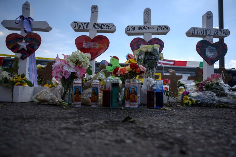 An impromptu memorial was created outside the Walmart in El Paso where in August 2019 a gunman killed 22 people. The young witness who was recently deported back to Mexico has not lived there since she was 11. She came to the U.S. to get away from an abusive family situation, she said in an interview. 