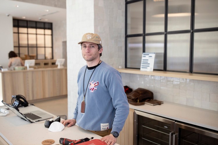 PORTLAND, ME - MARCH 11: Kaspar Heinrici, a co-owner of SeaWeed Co., inside their new location in Portland off of Marginal Way on Thursday, March 11, 2021. Heinrici, his partner Scott Howard, and their team spent the day working to get the space ready for FridayÕs opening. (Staff photo by Brianna Soukup/Staff Photographer)