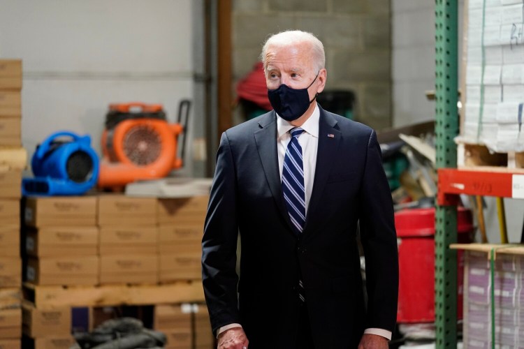 President Biden visits Smith Flooring Inc. in Chester, Pa., on Tuesday. 