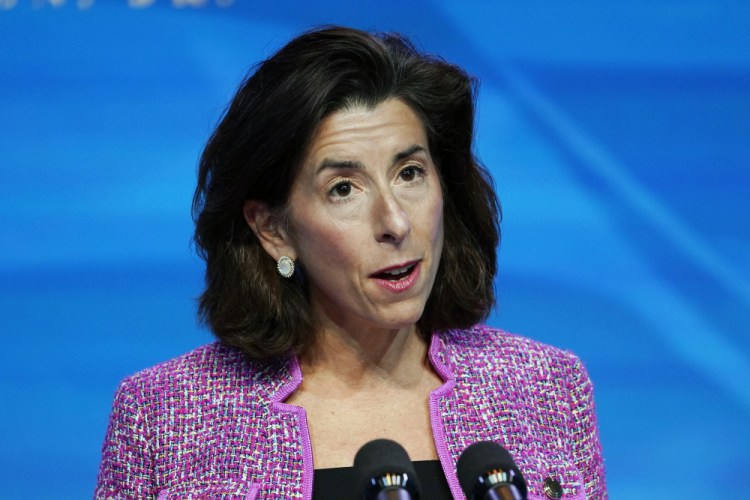 Rhode Island Gov. Gina Raimondo will be sworn in Wednesday as President Biden's commerce secretary. She will take over a department with a roughly $8 billion budget and more than 43,000 employees.